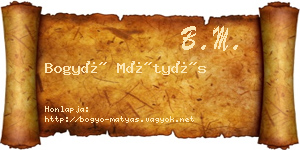 Bogyó Mátyás névjegykártya